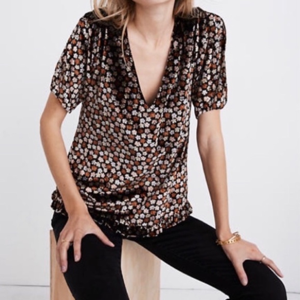 Madewell Petite Blooms Velvet top